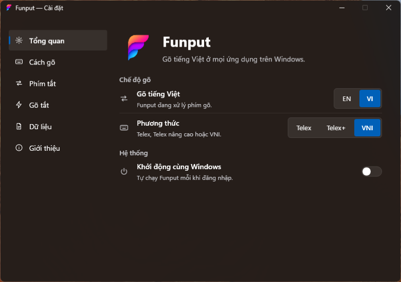Giao diện Funput trên Windows